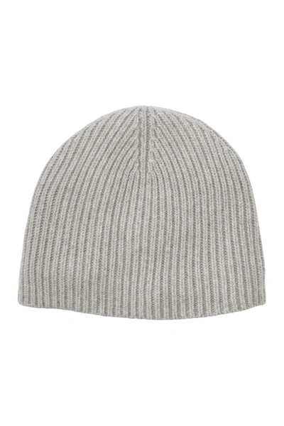 Shop Portolano Cashmere Ribbed Beanie In Lt Ht Grey