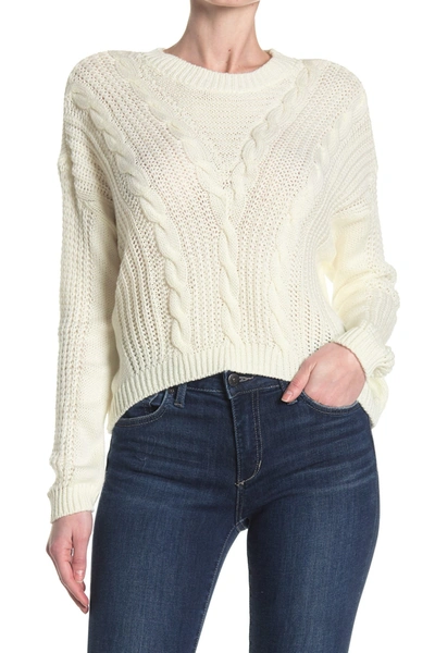 Shop Abound Crew Neck Cable Knit Sweater In Ivory