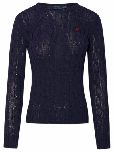 Polo Ralph Lauren Logo Cable-knit Sweater In Navy | ModeSens