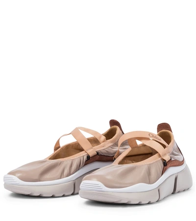 Shop Chloé Sonnie Leather Ballet Flats In Pink