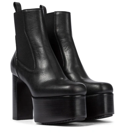 Shop Rick Owens Kiss 65 Leather Platform Ankle Boots In Black