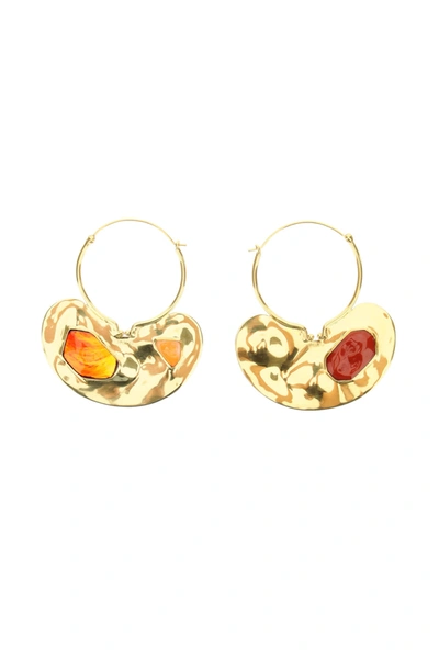 Shop Patou Iconic Small Hoop Earrings With Stones In 297g