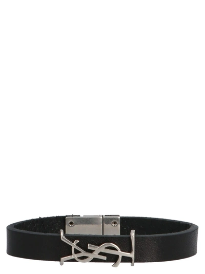 Shop Saint Laurent Ysl Bracelet In Black