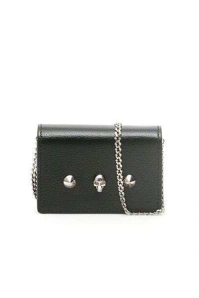 Shop Alexander Mcqueen Card Holder With Skull And Chain In Black (black)