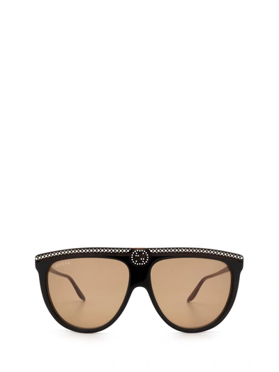 Shop Gucci Gg0732s Black Sunglasses In 5