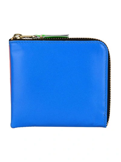 Shop Comme Des Garçons Comme Des Garcons Wallet Small Zip Wallet Fluo In Blue Orange