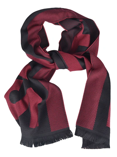 Shop Dsquared2 Fringed Edge Scarf In Nero/bordeaux