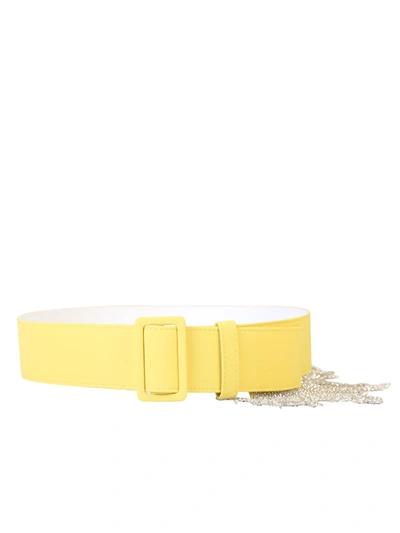 Shop Msgm Embellished Belt In Yellow