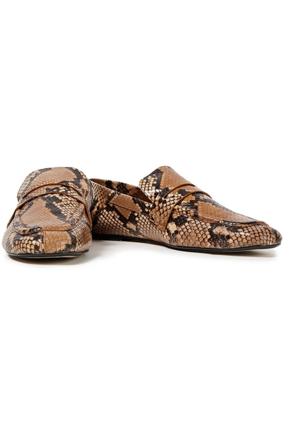Shop Joseph Bakhta Snake-effect Leather Loafers In Sand