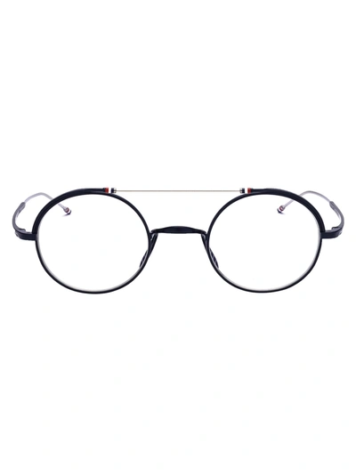 Shop Thom Browne Tb-910 Glasses In Matte Navy - Silver