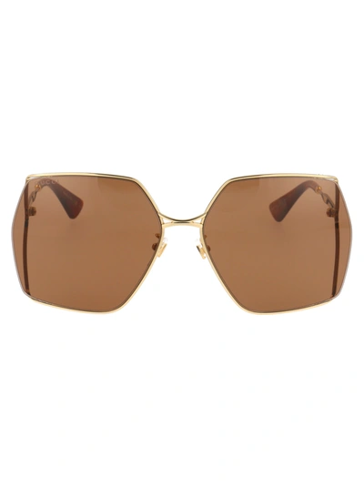 Shop Gucci Gg0817s Sunglasses In 002 Gold Gold Brown