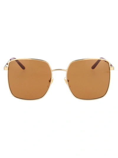 Shop Gucci Gg0802s Sunglasses In 002 Gold Gold Brown