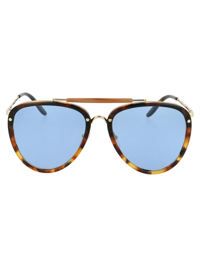 Shop Gucci Gg0672s Sunglasses In 004 Havana Gold Blue