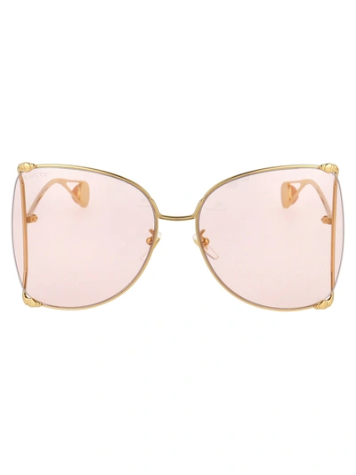 Shop Gucci Gg0252s Sunglasses In 014 Gold Gold Pink