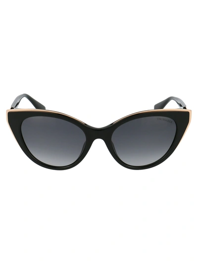 Shop Trussardi Str373 Sunglasses In 0700 Black