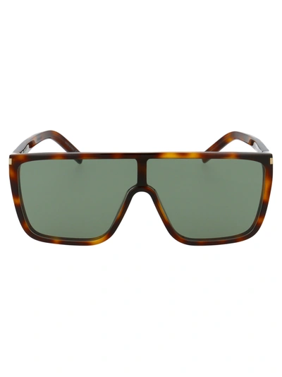 Shop Saint Laurent Sl 364 Mask Ace Sunglasses In 002 Havana Havana Green