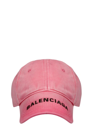 Shop Balenciaga Hat Washed Denim Cap In Pink & Purple