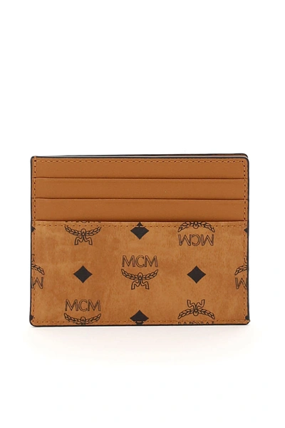 Shop Mcm Visetos Card Holder In Cognac (brown)