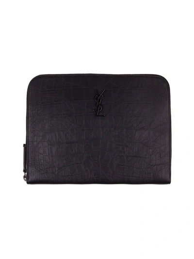 Shop Saint Laurent Tablet Case In Black