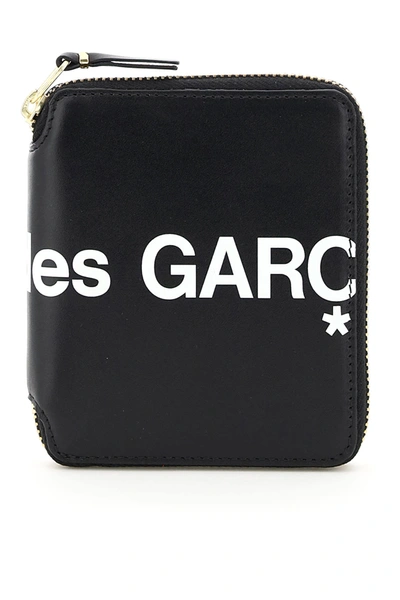 Shop Comme Des Garçons Mini Zip-around Huge Logo Wallet In Black (black)