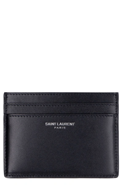 Shop Saint Laurent Smooth Leather Card Holder In Nero