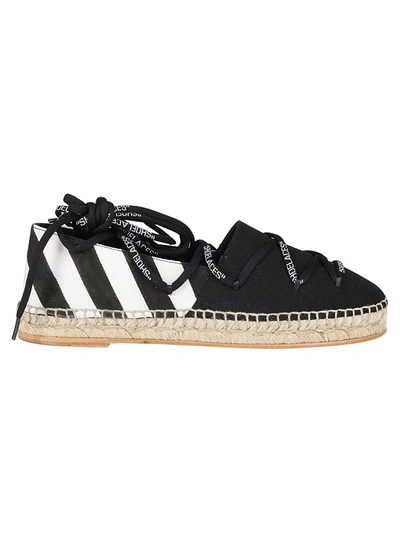 Shop Off-white Lace Up Espadrilles In White Black