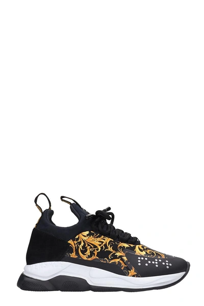 Shop Versace Cross Chainer Sneakers In Black Tech/synthetic In Nero/oro