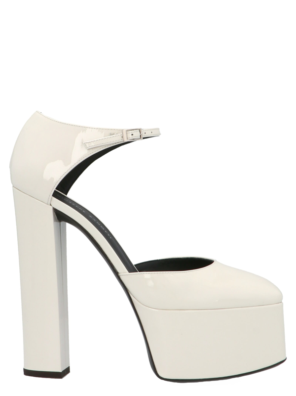 Giuseppe Zanotti Bebe Platform Patent Sandals In White Modesens