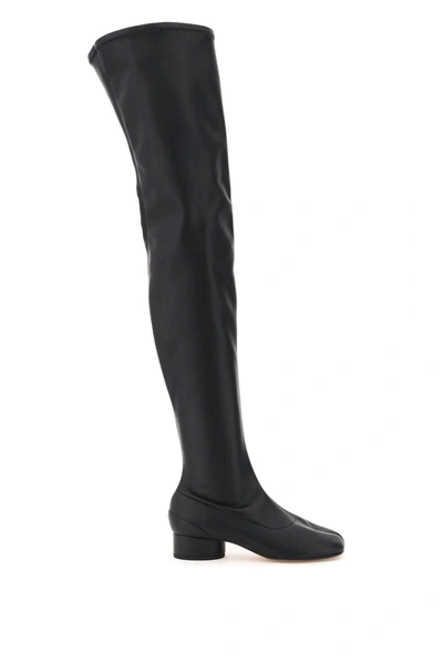 Shop Maison Margiela Over The Knee Tabi Boots In Nero