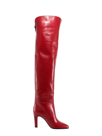 Shop Saint Laurent Jane Over-the-knee Boots In Rosso