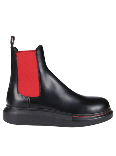 Shop Alexander Mcqueen Platform Ankle Boots In Blackred