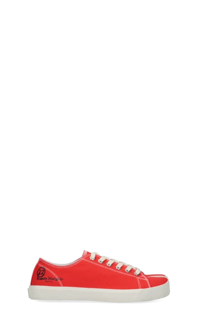 Shop Maison Margiela Tabi Sneakers In Red/white