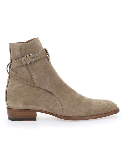 Shop Saint Laurent Wyatt Jodhpur Boots In Suede In Cammello