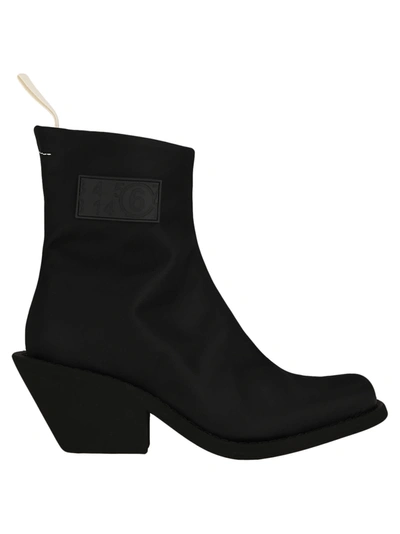 Shop Mm6 Maison Margiela Mm6 Logo Patch Ankle Boots In Nero