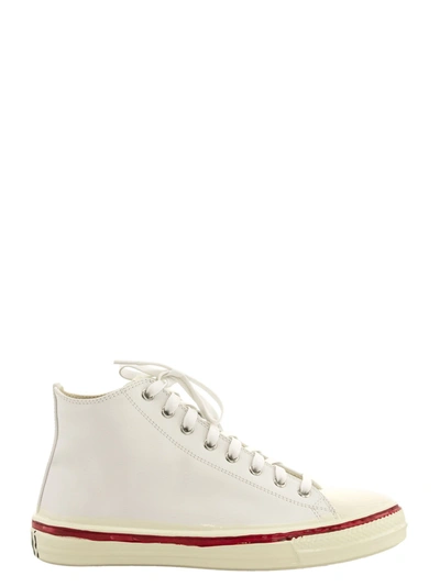 Shop Marni Graffiti White High-top Sneaker In Leather With Partial Rubber Coating