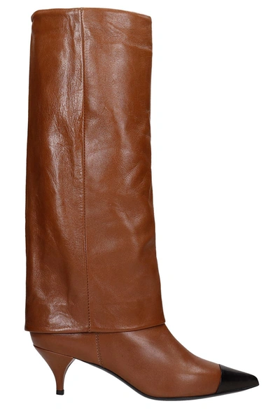 Shop Alchimia Low Heels Boots In Leather Color Leather
