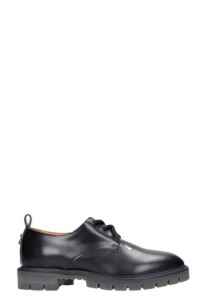Shop Off-white Derby Cross Lace Up Shoes In Black Leather