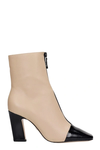 Shop Lola Cruz High Heels Ankle Boots In Beige Leather