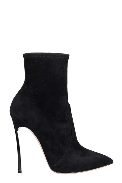 Shop Casadei High Heels Ankle Boots In Black Suede