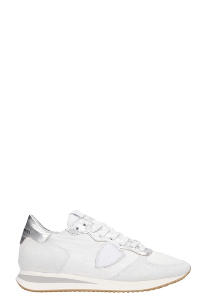 Shop Philippe Model Trpx L Sneakers In White Suede And Fabric