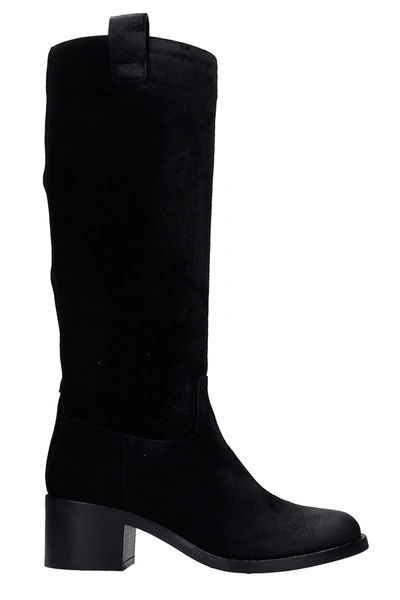 Shop Julie Dee High Heels Boots In Black Suede