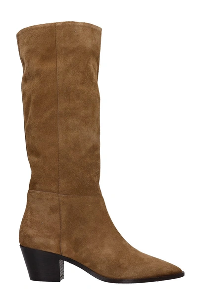 Shop Julie Dee Low Heels Boots In Leather Color Suede