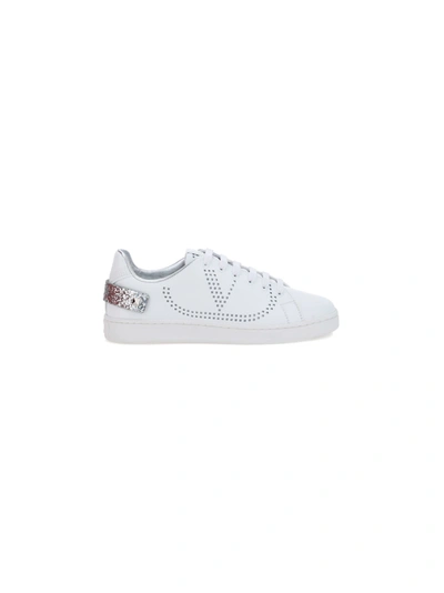 Shop Valentino Backnet Sneakers In Bianco