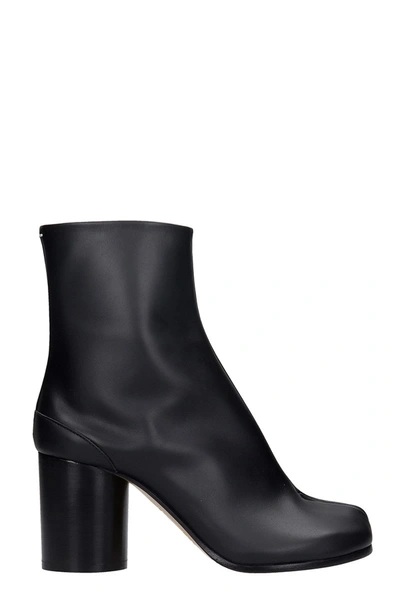 Shop Maison Margiela Tabi High Heels Ankle Boots In Black Leather