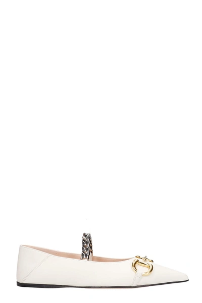 Shop Gucci Ballet Flats In White Leather
