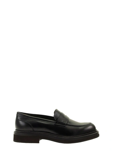 Shop Brunello Cucinelli Moccasins Smooth Calfskin Penny Loafer With Precious Welt  In Black
