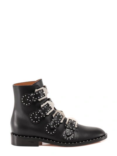 Shop Givenchy Studded Buckled Boots In Black
