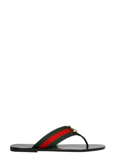 Shop Gucci Gg Web Tape Sandals In Black