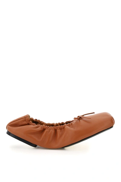 Shop Khaite Ashland Leather Ballet Flats In Caramel (brown)