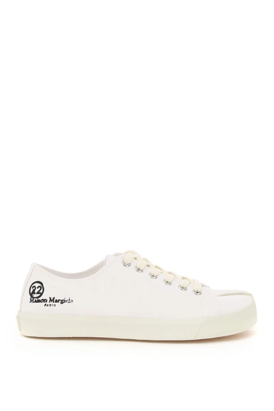 Shop Maison Margiela Tabi Canvas Sneakers In White (white)